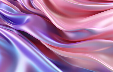 Obraz premium Abstract flowing iridescent silk fabric with pink and purple hues