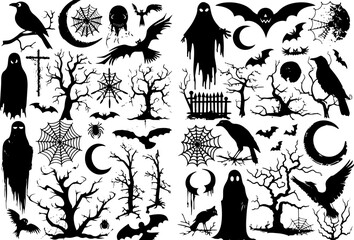 Halloween Spooky Silhouette  Vector Set
