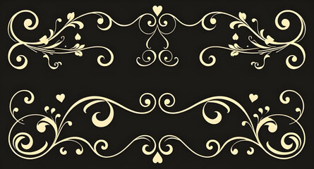 ornamental dividers, fancy border patterns, vintage scroll border, baroque border, simple border elements, border line art, classic ornamental frames, decorative outline border, sketch border elements