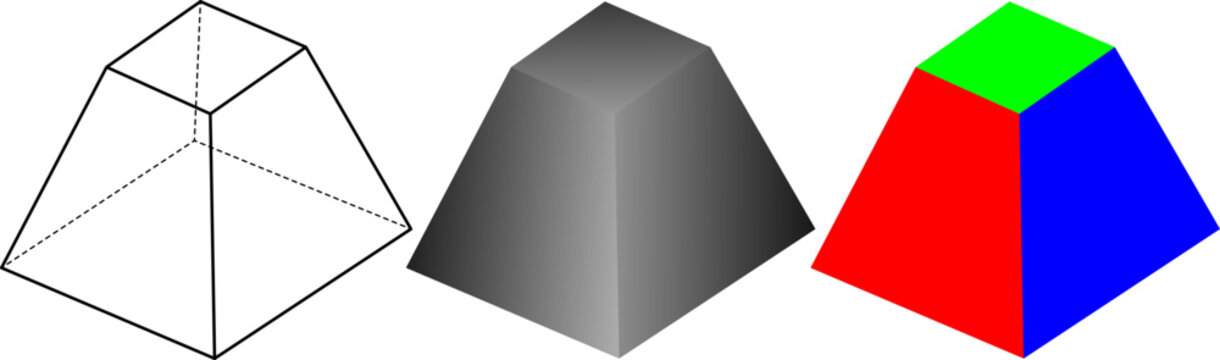 right square frustum icon set
