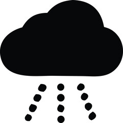 Simple black silhouette of a rainy cloud symbol icon representing weather forecast precipitation