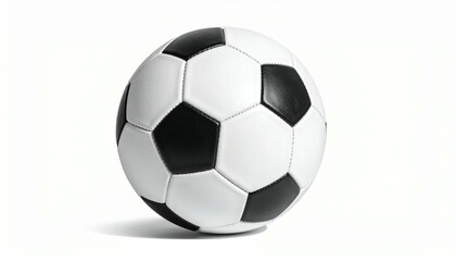 Classic black and white soccer ball isolated on white.