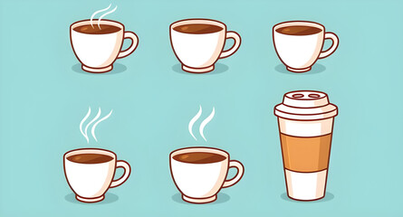 coffee doodles, coffee icon set, mug cartoon design, coffee break illustration, colorful coffee cups, coffee sketch cartoon, smiling coffee cup, coffee lover cartoon, coffee with steam, cozy coffee ca