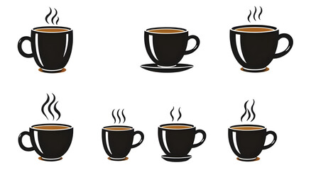 hot drink cups, cartoon beverage cups, coffee and tea cups, hand drawn coffee cups, cartoon coffee collection, coffee doodles, coffee icon set, mug cartoon design, coffee break illustration, colorful 