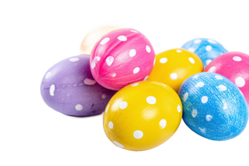 Colorful Polka Dot Easter Eggs Isolated on White Transparent Background