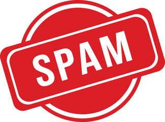 Red stamp with spam text symbolizing unwanted or junk messages isolated on transparent background