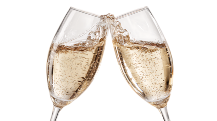 Champagne glasses toasting isolated on transparent background