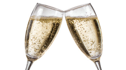 Champagne glasses toasting isolated on transparent background