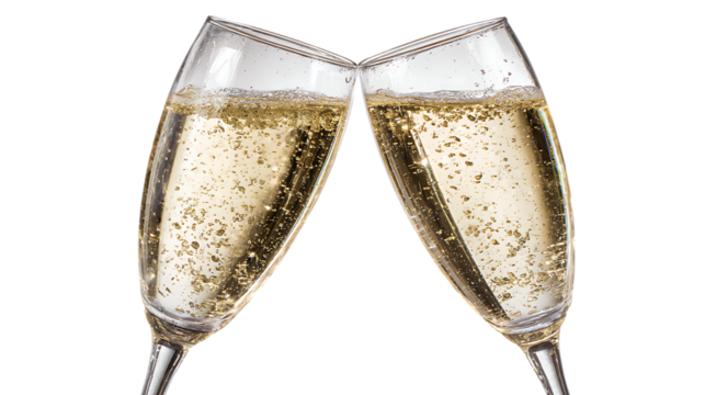 Champagne glasses toasting isolated on transparent background