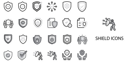 Shield simple concept 24 Grew color icons set .Vector illustration.