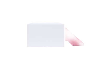 Minimalist White Cube Display on Pink Pedestal Stage, isolated on white transparent background