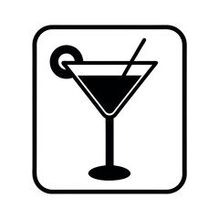 Minimal Flat Cocktail Glass Martini Vector Illustration