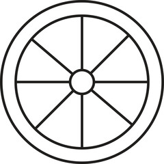 Circular Design Element Eight-Spoke Wheel Graphic, Vector Illustration, Simple Geometry, Line Art, EPS