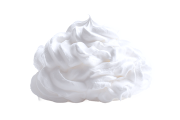 Fresh whipped cream swirl, isolated on white transparent background