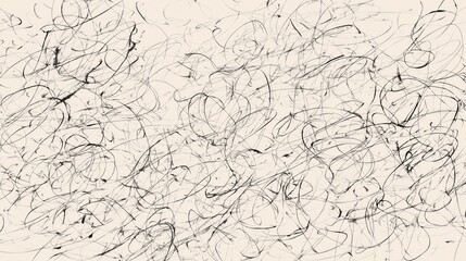 Fototapeta premium Chaotic ink scribble web on soft beige — minimal doodle line pattern for modern backgrounds