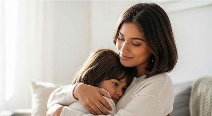 Mother and Child Bonding at Home in a Cozy Environment
