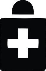 Obraz premium Simple black and white medical first aid kit symbol icon for healthcare emergency medical assistance and health services