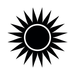 Minimal Flat Sun Thick Black Circle Vector Illustration
