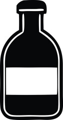 Simple black silhouette of a bottle with a white label area for branding and design elements