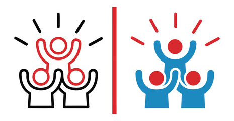 Business people icon set in line style. Teamwork, collaboration, management. Business meeting, handshake, agreement, deal, partnership. Professional success, corporate team