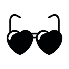 Minimal Flat Heart Shaped Sunglasses Vector Illustration