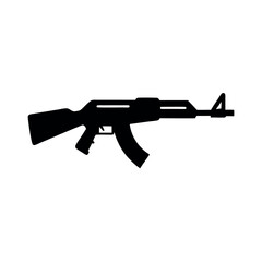 Minimal Glyph Assault Rifle Silhouette Vector Illustration