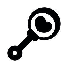 Minimal Glyph Baby Rattle Toy with Heart Vector Illustration
