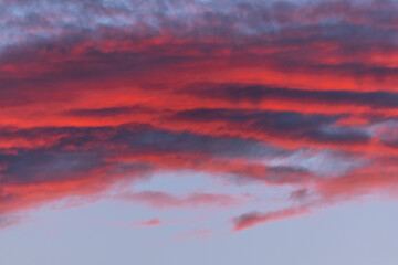 Beauty of twilight clouds with bright colors in sky