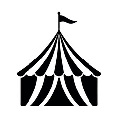 Minimal Glyph Circus Big Top Tent with Flag Vector Illustration