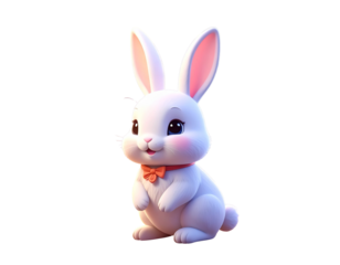 3D rendering cute moon rabbit, mid autumn festival bunny