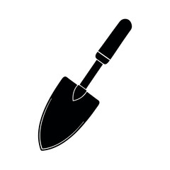 Minimal Glyph Garden Hand Trowel with Pointed Blade Vector Illustration