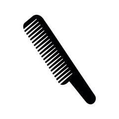 Minimal Glyph Hair Comb with Handle and Wide Teeth Vector Illustration