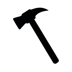 Minimal Glyph Hammer Silhouette with Handle Vector Illustration