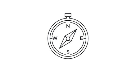 Minimalist Art Compass Icon with North, South, East, West Directions