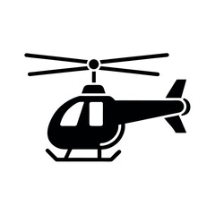 Minimal Glyph Helicopter with Rotor and Landing Skids Vector Illustration