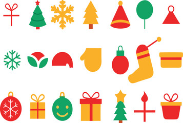 Festive Christmas Vector Icons Set with Traditional Holiday Elements