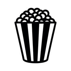 Minimal Glyph Popcorn Bucket Filled with Popcorn Vector Illustration