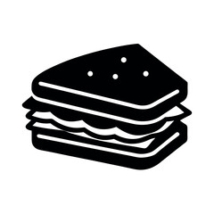 Minimal Glyph Sandwich with Layers of Bread and Cheese Vector Illustration