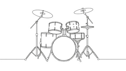 Single line drawing drum set minimal art