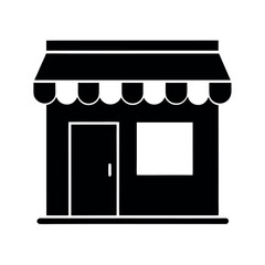 Minimal Glyph Shop Storefront with Awning and Door Vector Illustration