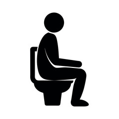 Minimal Glyph Silhouette of Person Sitting on Chair Vector Illustration