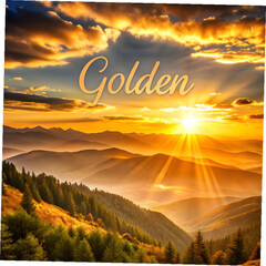 golden sunset over mountain landscape with copy s