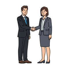 High-Quality Flat Vector: Businesspeople Handshake, Professional Agreement Illustration