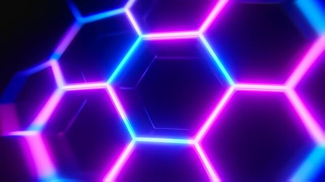 Abstract neon hexagon pattern