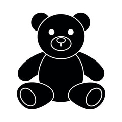 Minimal Glyph Teddy Bear Plush Toy Sitting Vector Illustration