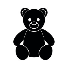Minimal Glyph Teddy Bear Stuffed Toy Sitting Vector Illustration