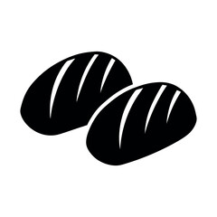 Minimal Glyph Two Bread Loaves with Scoring Lines Vector Illustration