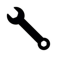 Minimal Glyph Wrench Spanner Tool Silhouette Vector Illustration
