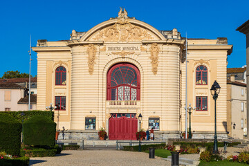 Fototapeta premium Facade Inspired by Italian Rococo Art of the Municipal Theater of Castres
