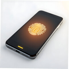 smartphone with glowing fingerprint authenticatio